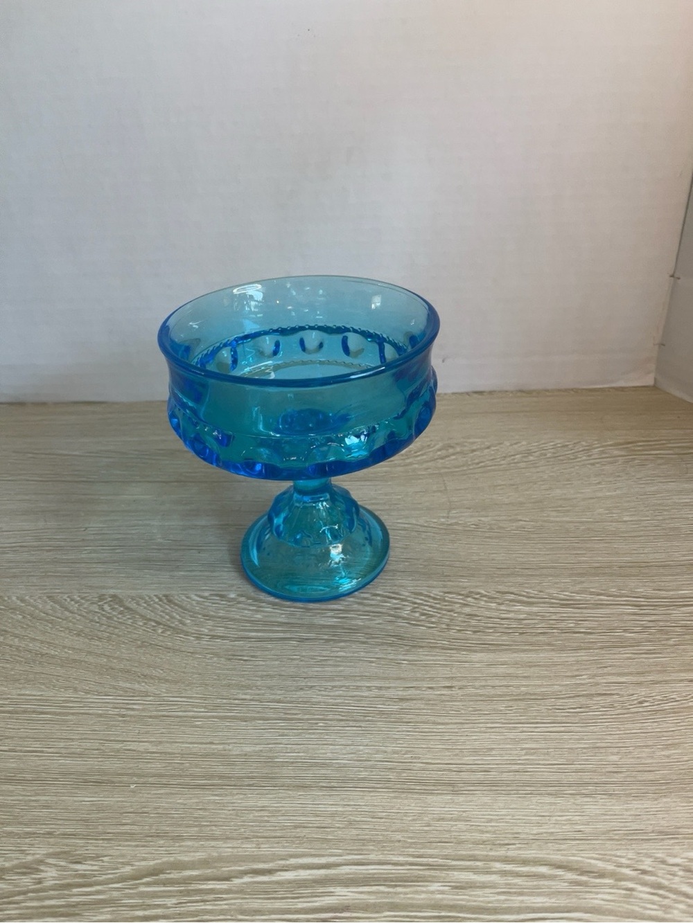 Blue Glass Pedestal Bowl - Decorative Home Art